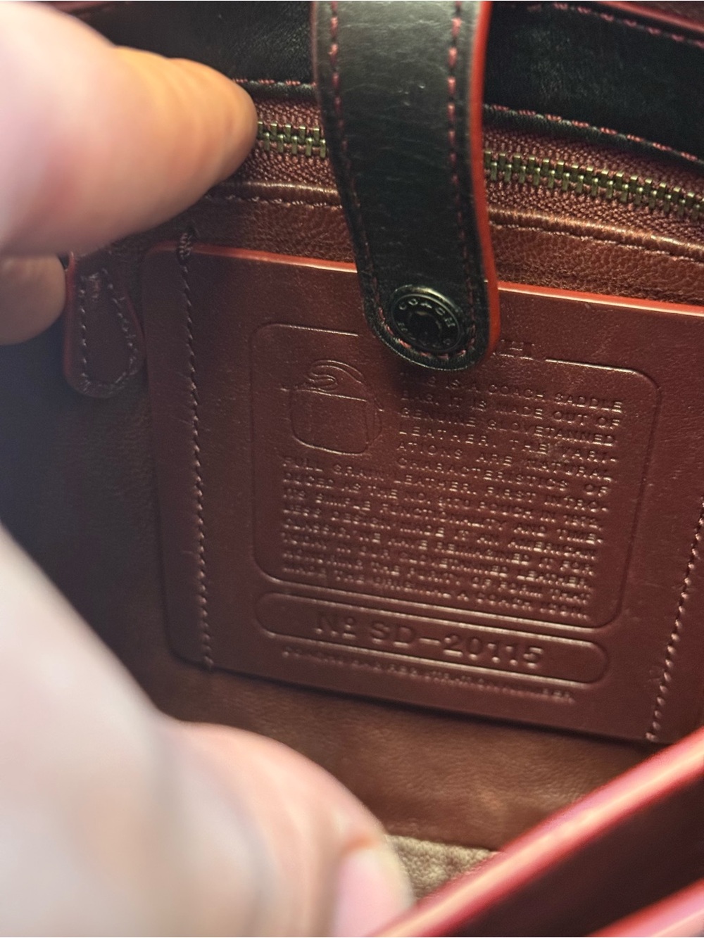Coach 1941 Glove Tanned Leather Saddle Crossbody Bag in Black with Red Trim USED - Picture 8 of 14